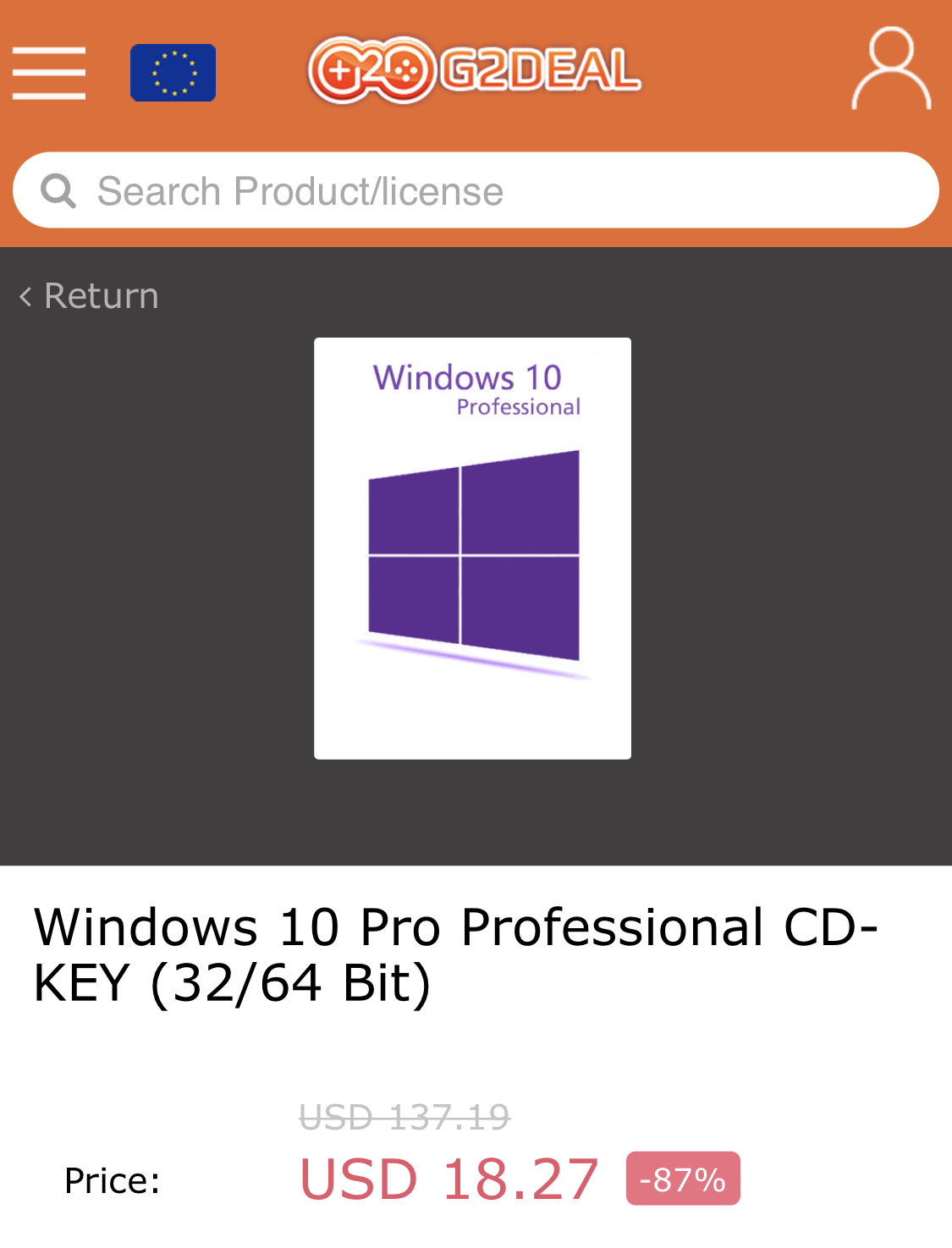 Buy Microsoft Windows 10 Professional Genuine Key 32/64-Bit