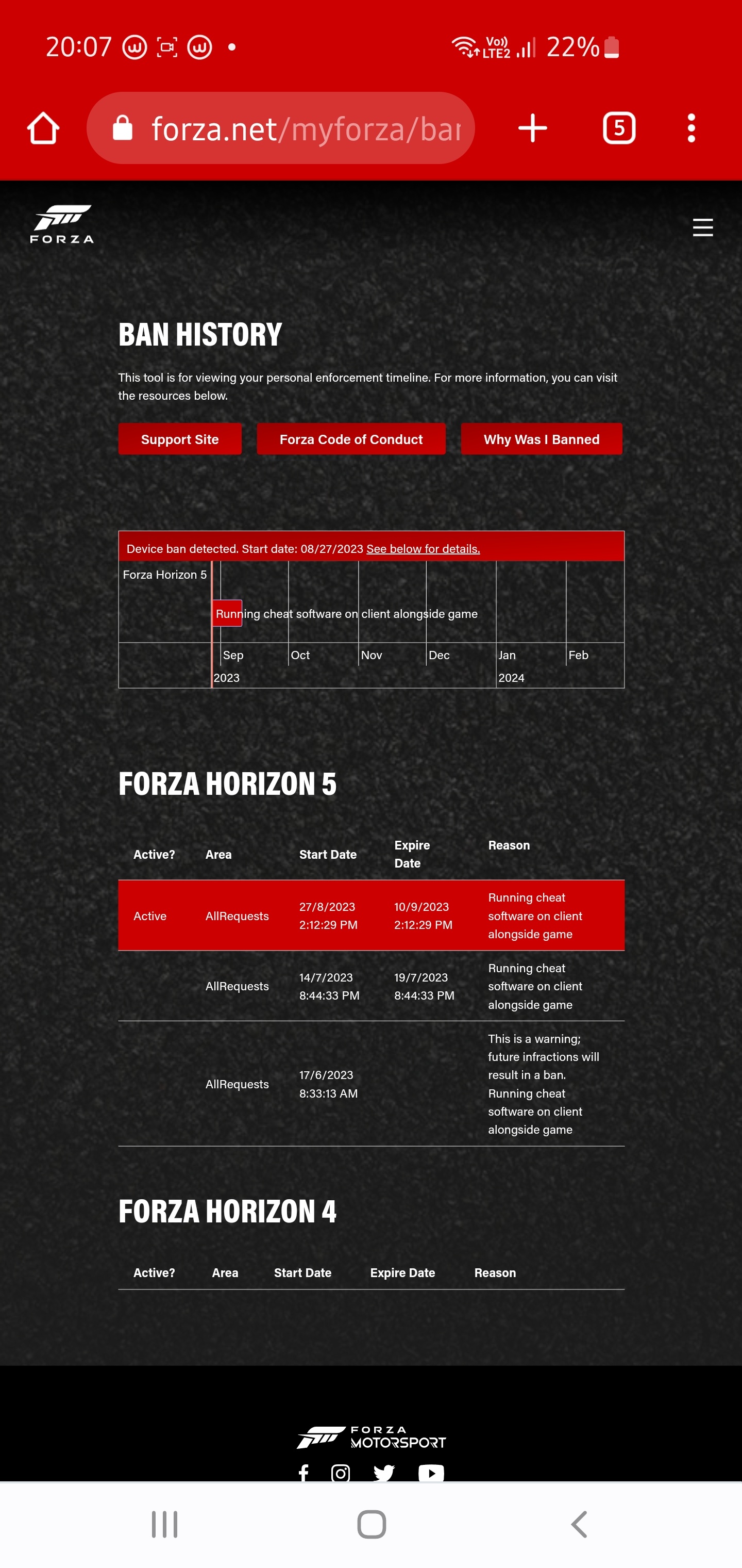 Бан в forza horizon 5 - Сообщество Microsoft