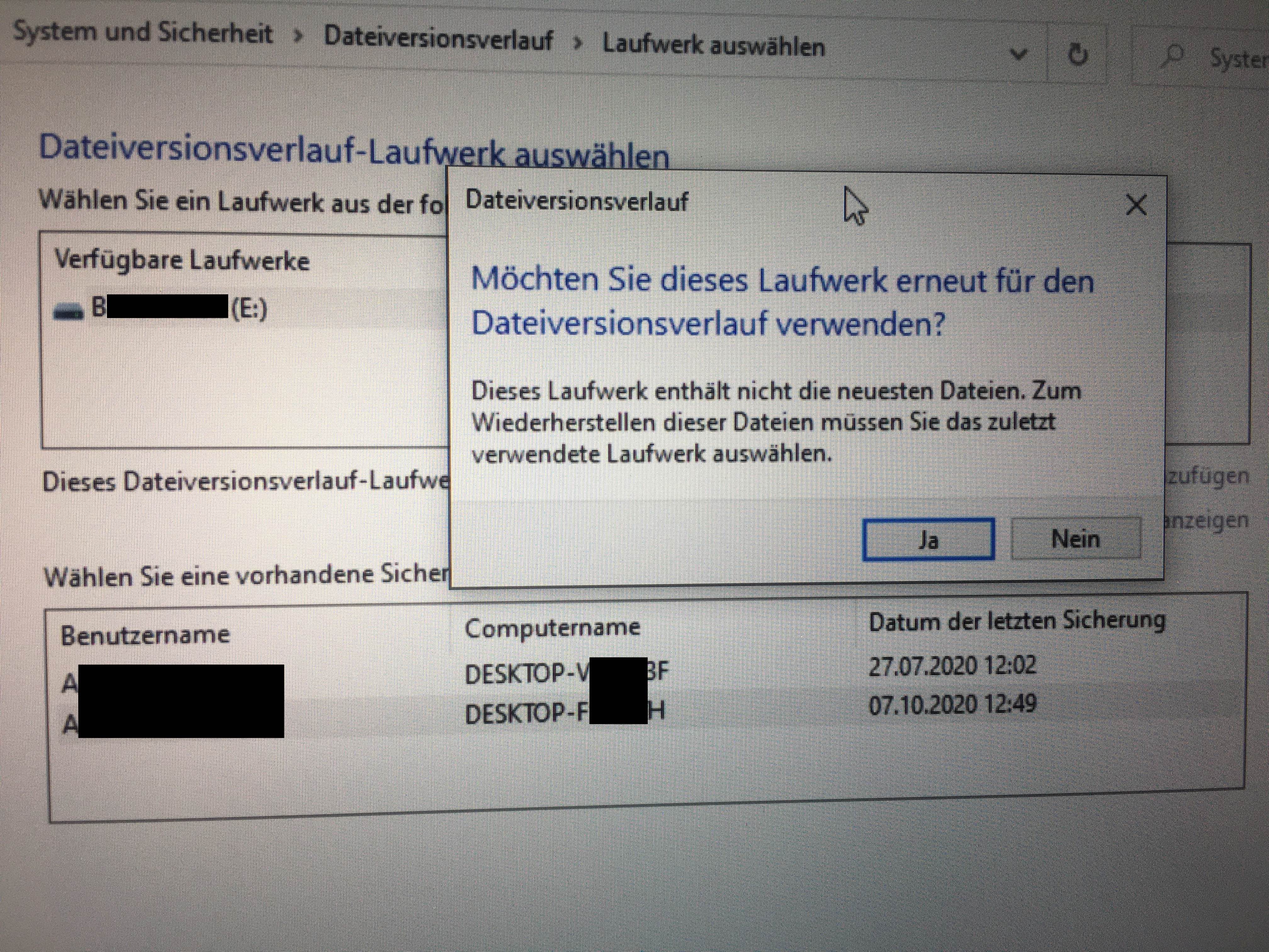 Warum kann ich eine alte Sicherung nicht auf meinem neu aufgesetzten Laptop...