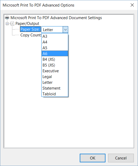 Microsoft Print to PDF - custom paper sizes possible? - Microsoft