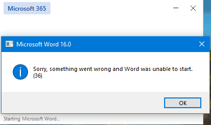 Received This Error Message: Microsoft Word 16.0 Error Sorry ...