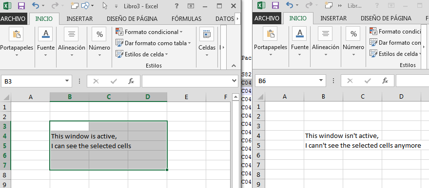 Excel doesn t show a selected cell when window lost focus