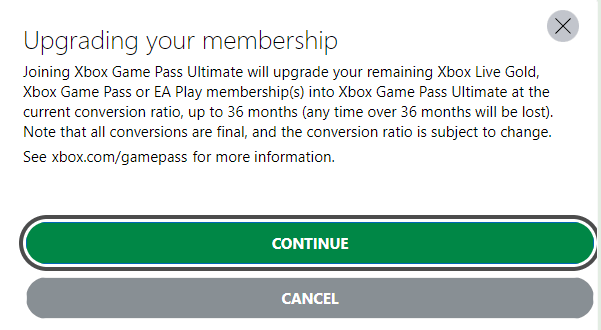 Converting xbox gold clearance to ultimate