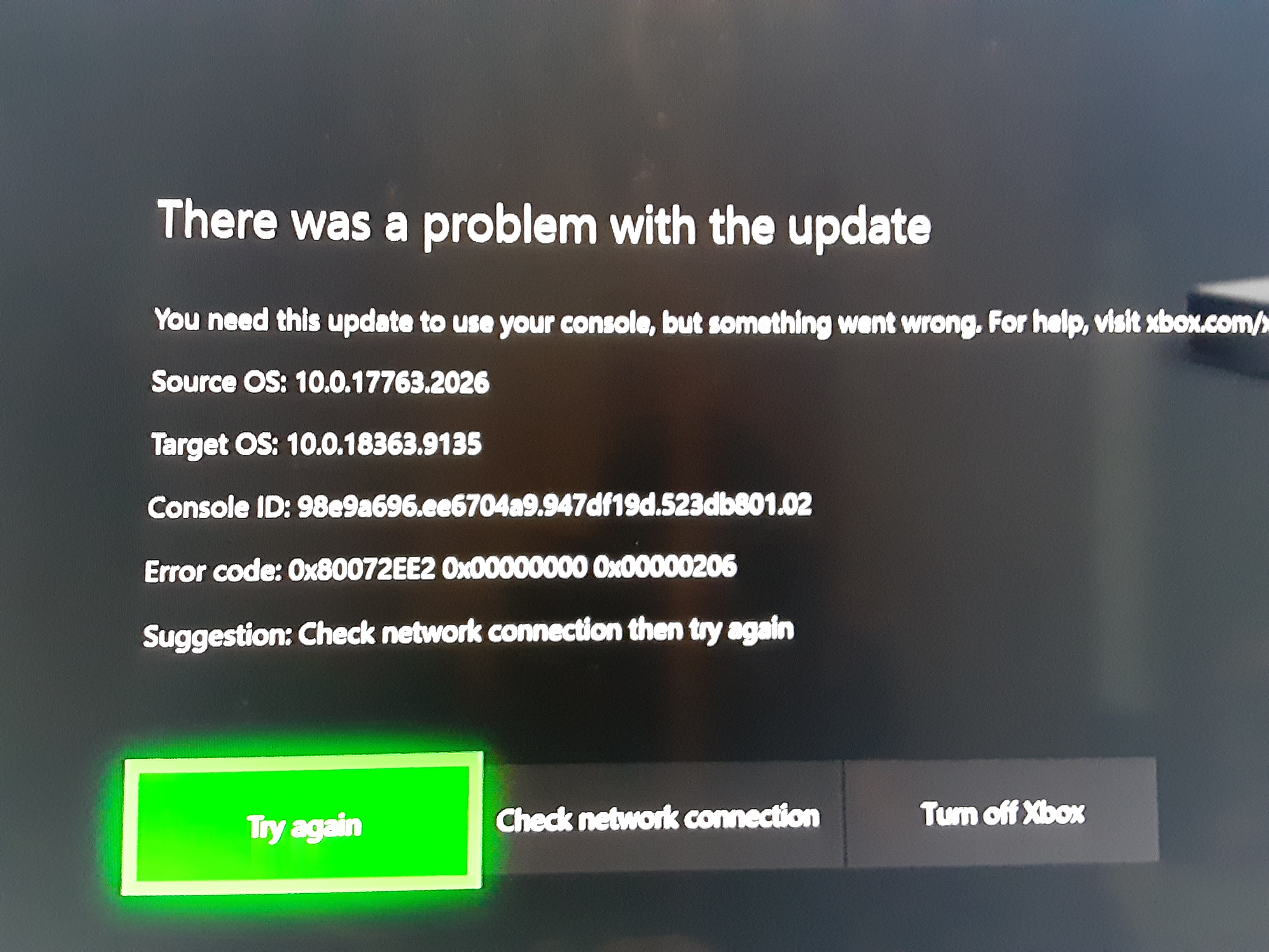 Ошибка 0x80072ee2 xbox one