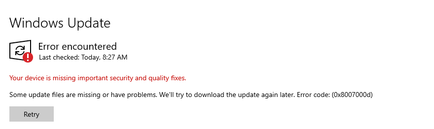 Error Encountered During Update - Microsoft Community