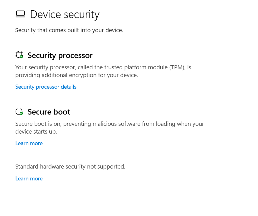 Core Isolation and Memory Integrity not showing up - Microsoft 