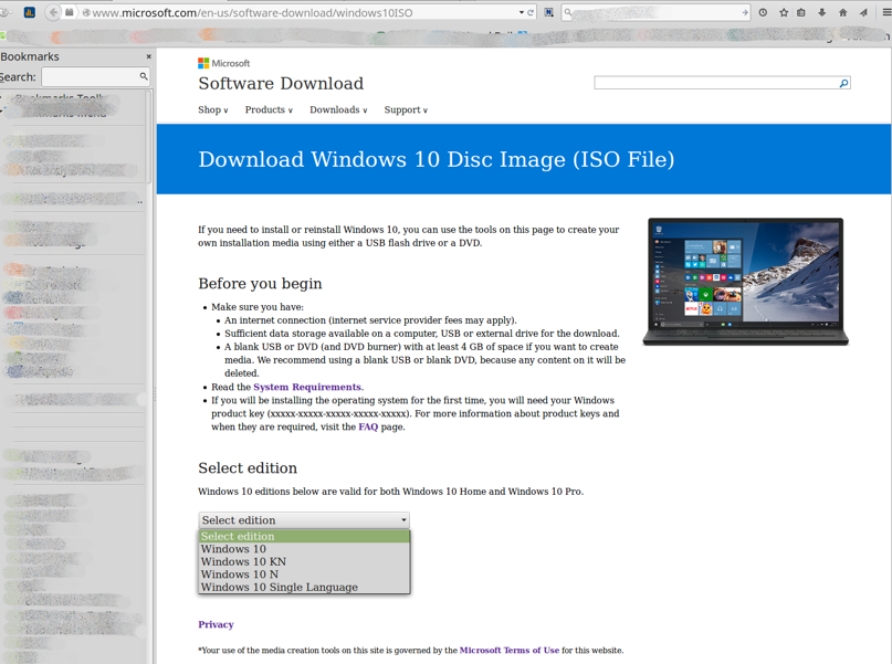 microsoft.com windows 10 iso download