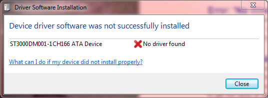 Device Driver Was Not Successfully Installed No Driver Found