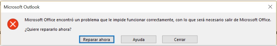 Office : Mensaje de error indica que se encontró un problema - Microsoft  Community