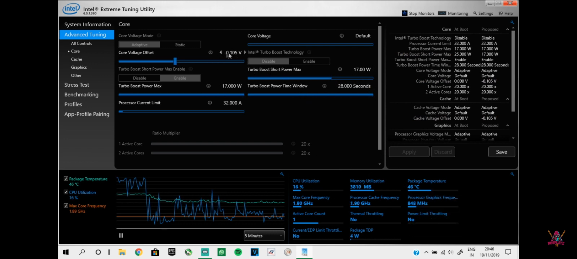 How to enable variable change of intel XTU in Windows 10 