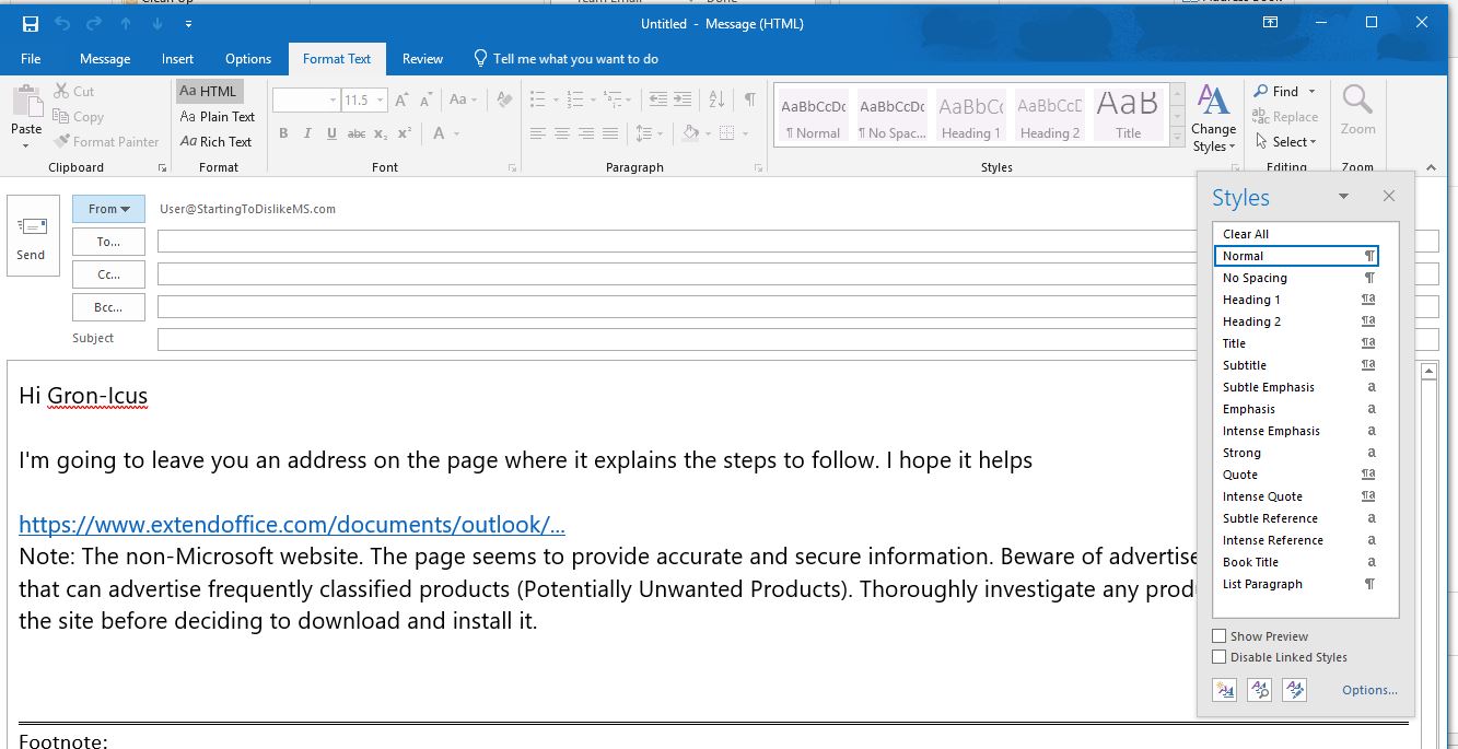 How Do I Change The Color Of A Hyperlink In Outlook E-mail Message ...