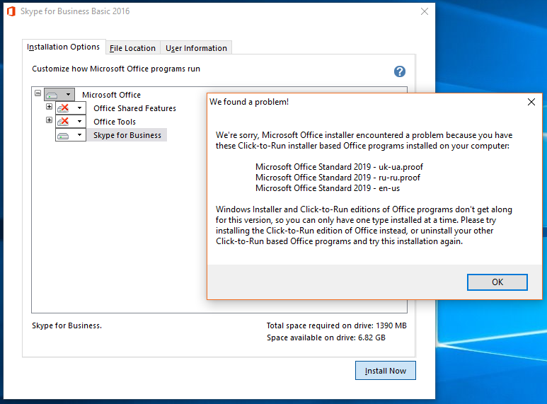 Cannot Install Skype For Business With Ms Office 19 Microsoft Community