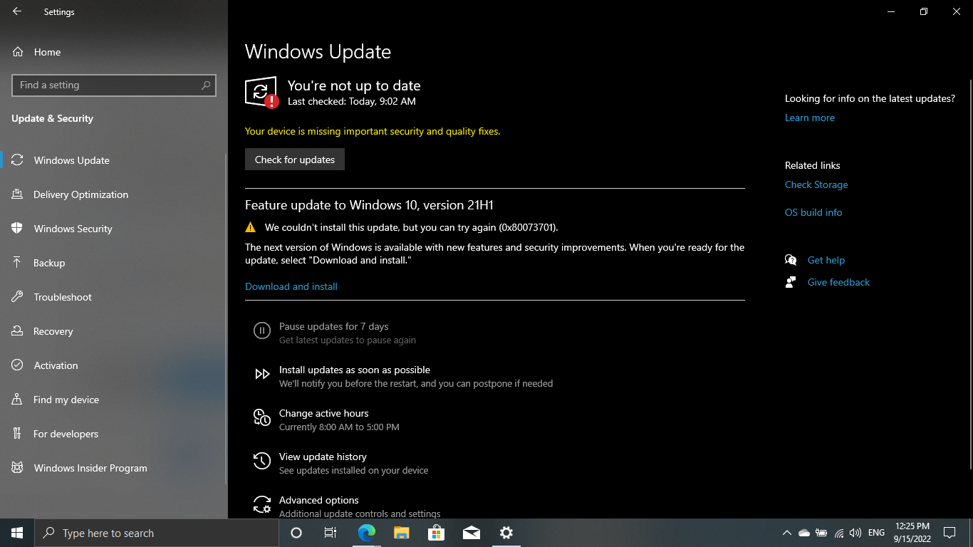 0x80073701 windows 10 не обновляется