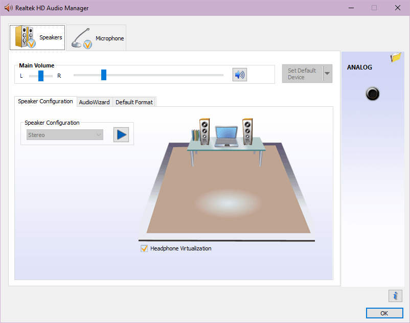 lost equalizer tab in Realtek HD audio manager - Microsoft Community