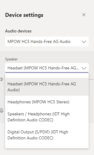 MPOW HC5 Bluetooth headset isssue and Teams Microsoft Community