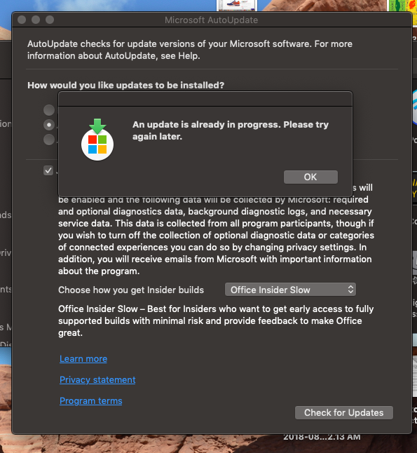 Microsoft autoupdate an update is already in progress in windows 10