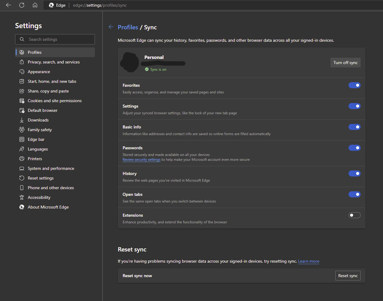 The option to sync collections disappears on my edge - Microsoft 