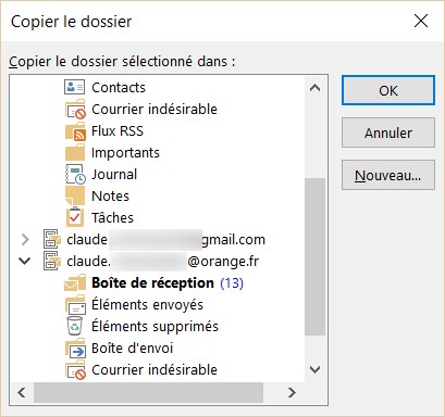 transfert automatique mail outlook vers dossier