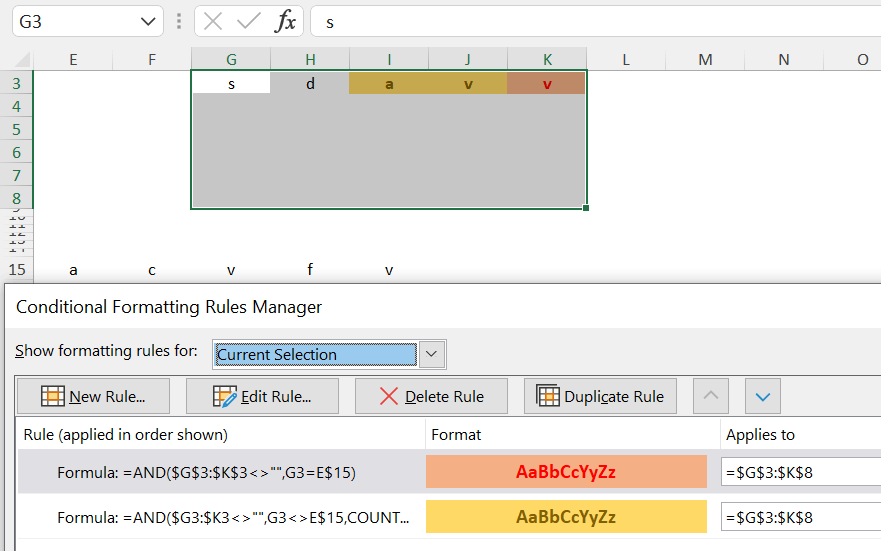 Conditional Formatting With Same Letter - Microsoft Community