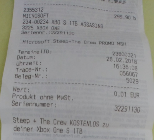 xbox live code on receipt