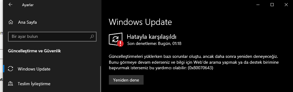 Windows Update 0x80070643 Hatası Microsoft Community 4607
