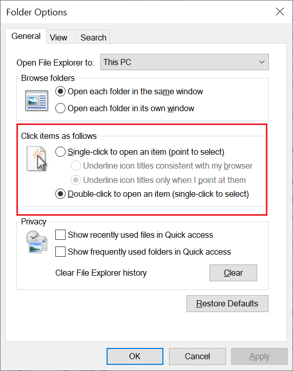 How Do I Change My Mouse To One Click In Windows 10? - Microsoft Community