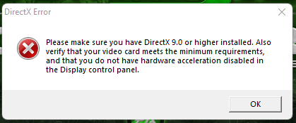 DirectX Error 9.0 Or Higher Issue - Microsoft Community