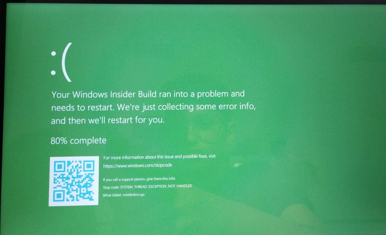 Windows Insider build ran into a problem&quot; - nvlddmkm.sys failed 