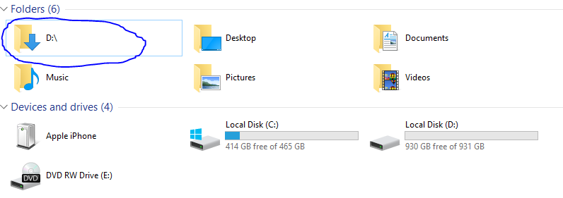 restore default download folder windows 10