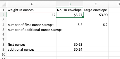 Excel spreadsheet for postage calculation Microsoft Community