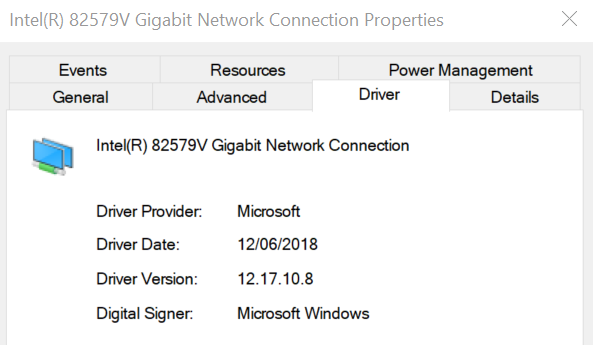 Windows 10 Version 04 Intel 579v Gigabit Network Connection Not Microsoft Community