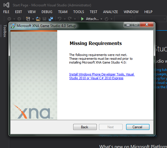 Microsoft XNA thinks I don't have Visual Studio - Microsoft Community