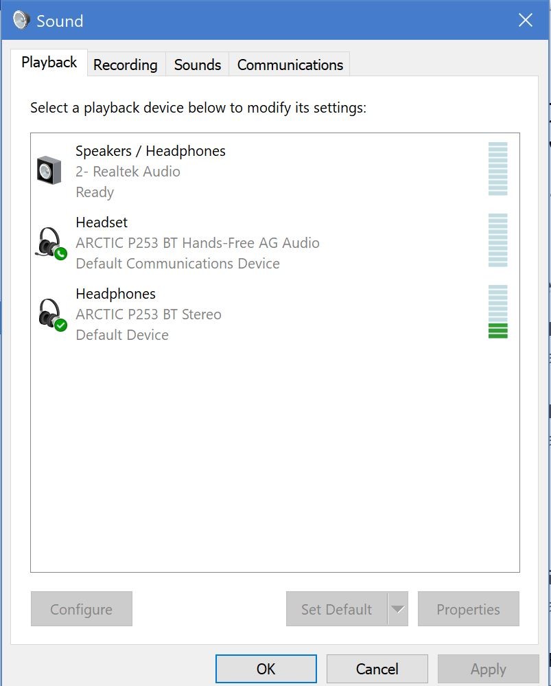 Fix for bluetooth headphones or speaker using hands-free audio when -  Microsoft Community