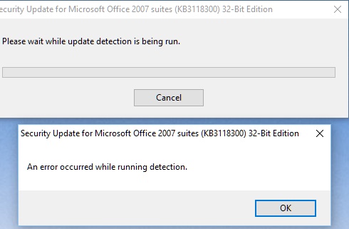 Office 2007 updates fail to install - Microsoft Community