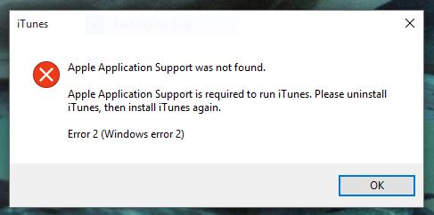 Apple Application Support Was Not Found Error 2 Windows 7