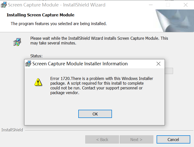 Error 1720 Windows Installer Package