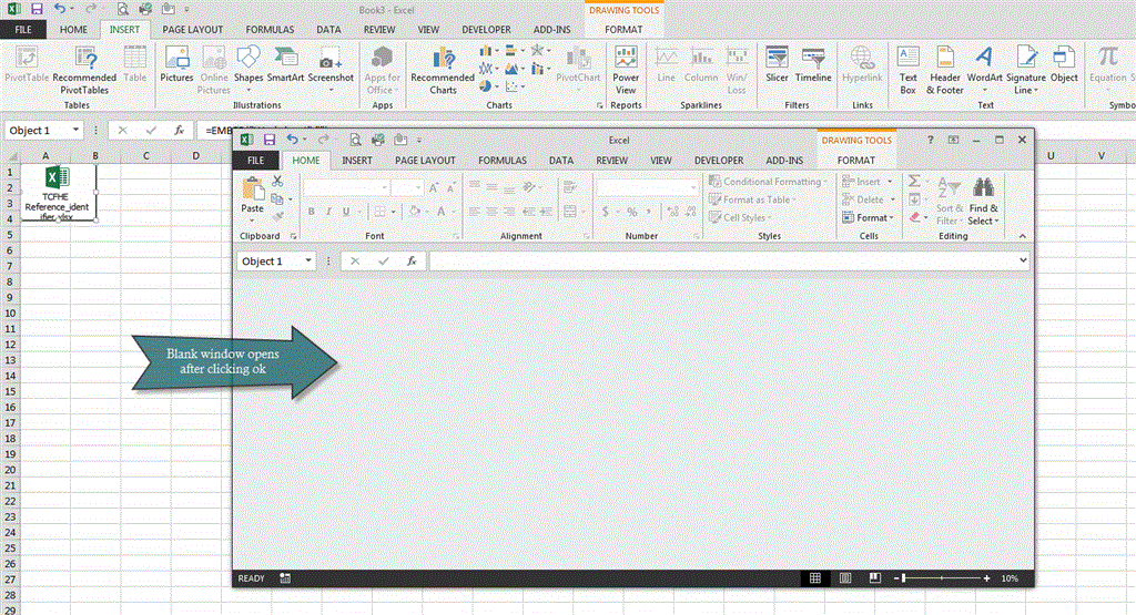 Blank Window Opens When Embedding Excel Spreadsheet As Icon In Excel Microsoft Munity