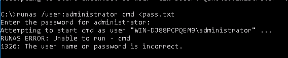 runas user administrator cmd with password