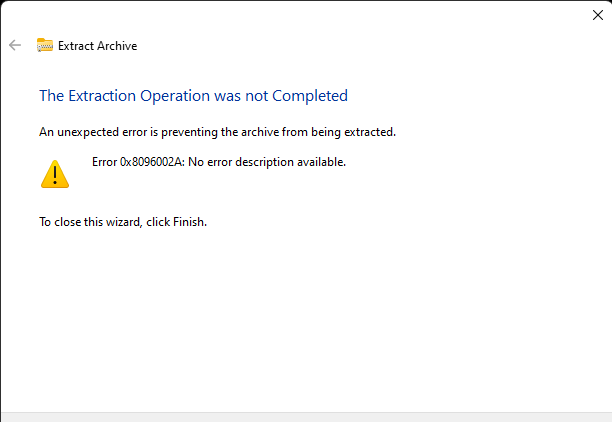 no error description found 0x8096002A windows 11 - Microsoft Community