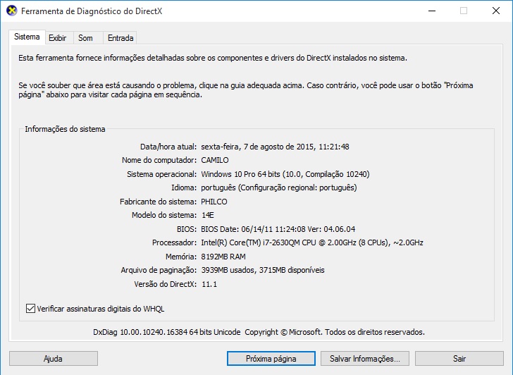 Sem DirectX 12 na atualização do Windows 10 - Microsoft Community