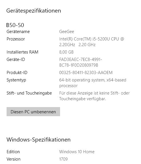 Windows 10, Version 1709, Lenovo B50-50, Bluetooth Kopplung mit Bose SoundLink Color 2...