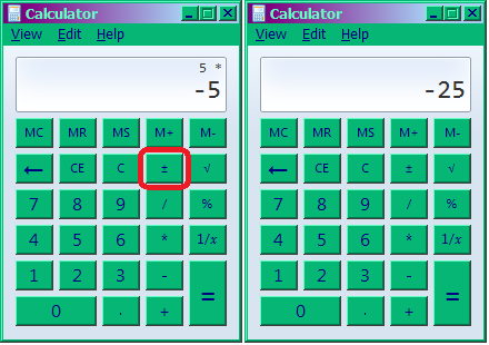 Calculator with deals negative and positive