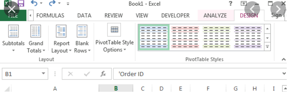 Pivot Table Design Tab of Excel 365 for MAC does not show the 