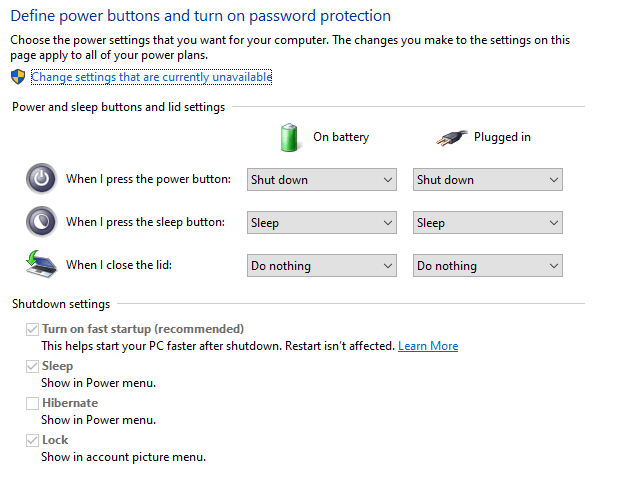 Laptop locks/hibernates after closing lid even with setting turned 