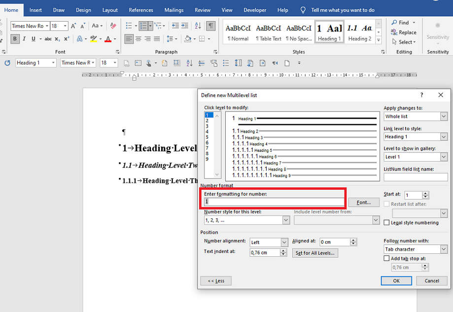 How To Make The Headings 1.1. Instead Of 1.1 In Word? - Microsoft Community