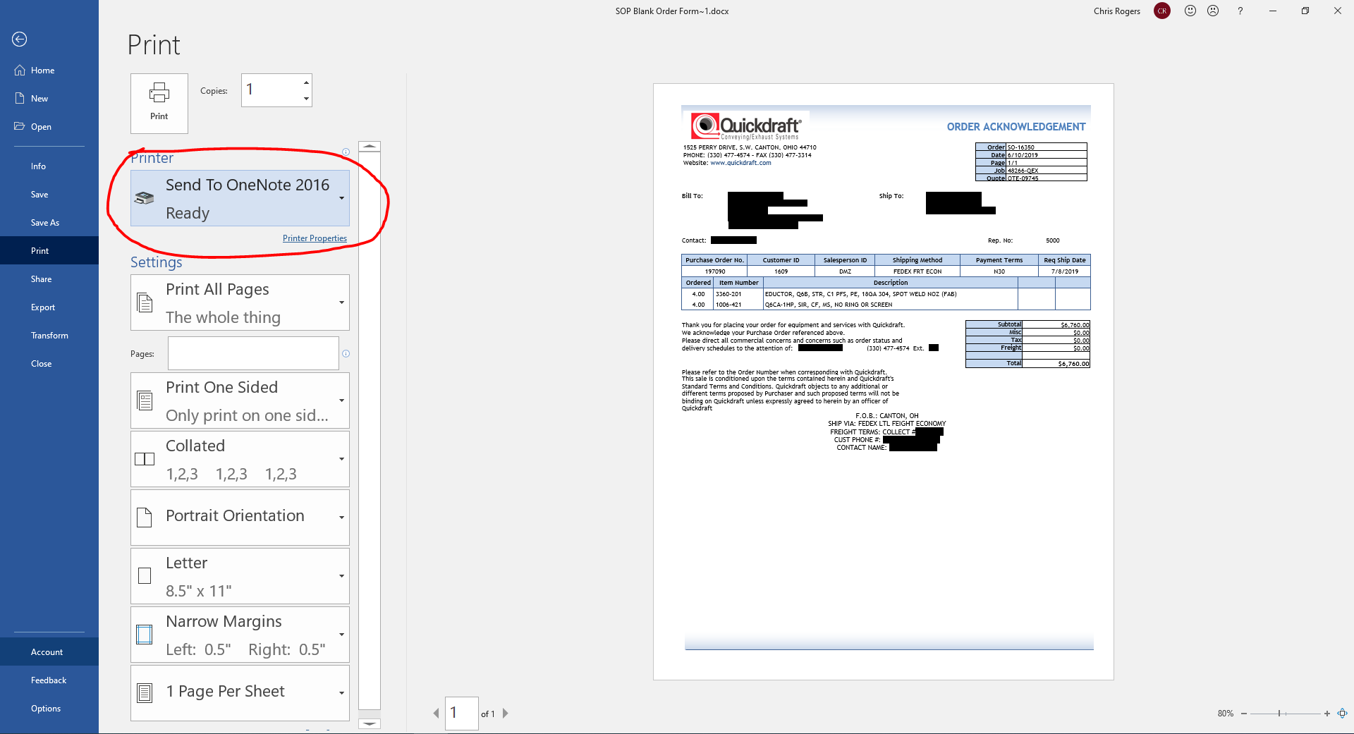 Printing to OneNote Windows 10 app cuts off margins of all documents ...