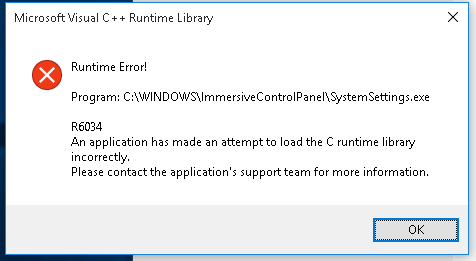 Win10 Microsoft Visual C Runtime Library R6034 Solution Microsoft Community