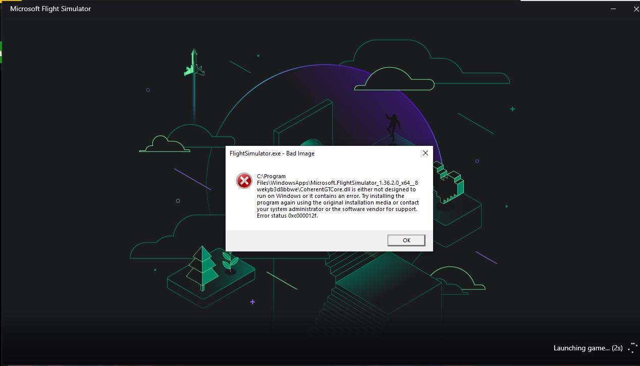 Ms Flight simulator Error on Launch - Microsoft Community