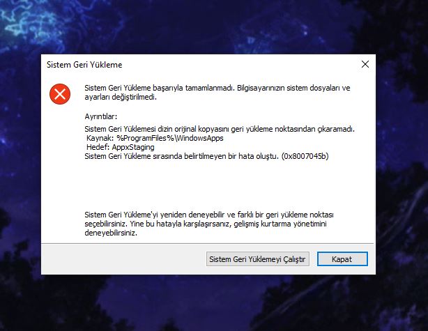 Sistem Geri Yükleme 0x8007045b Hatası Microsoft Community 3720