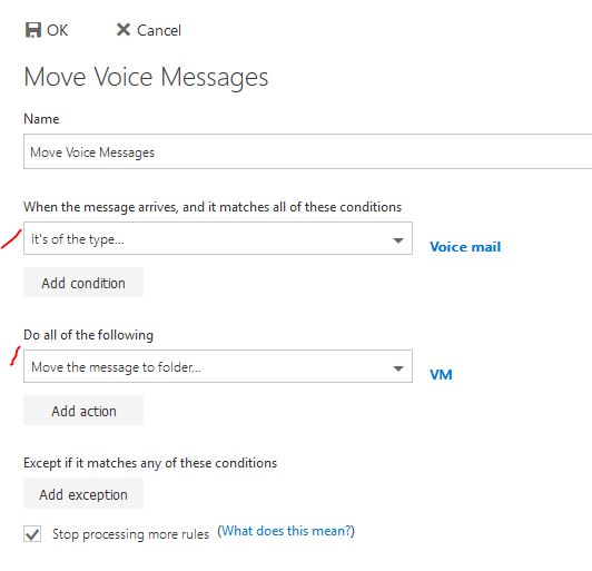 Unable to setup a Rule to Forward a Voicemail Attachment - Microsoft ...